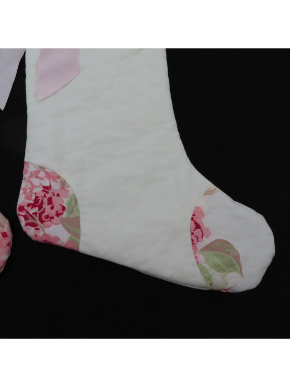 Simply Shabby Chic Pair of 2 Pink Floral Ruffle Christmas Stockings Holiday Xmas - Picture 10 of 15